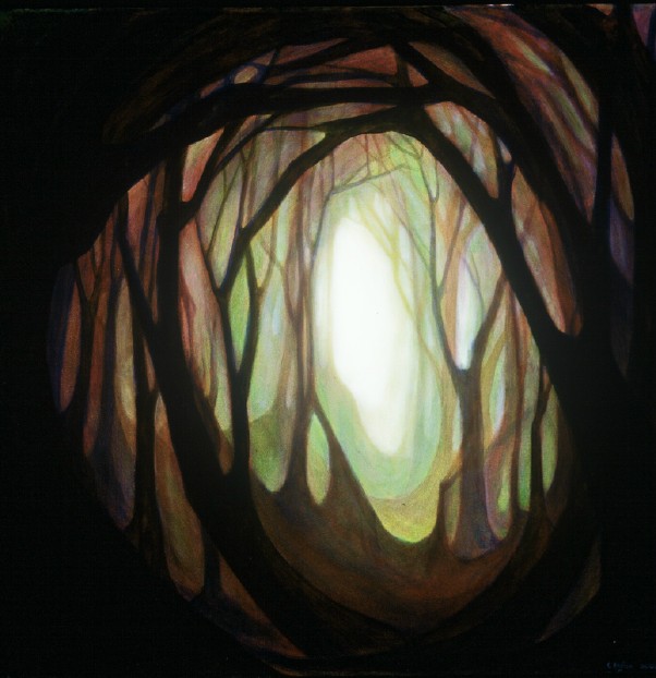 Forest Tunnel 1, acrylic on canvas, 4' by 4'