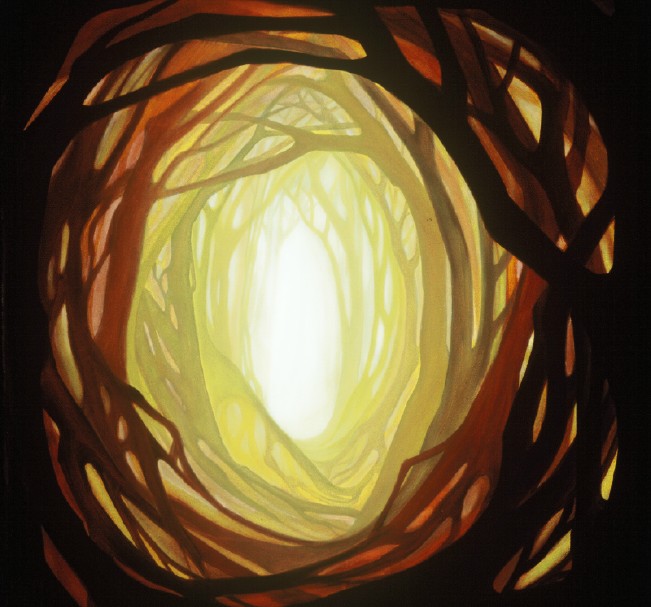 Forest Tunnel 2, acrylic on canvas, 3' by 3'
